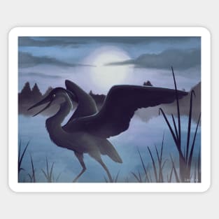 Evening Heron Sticker